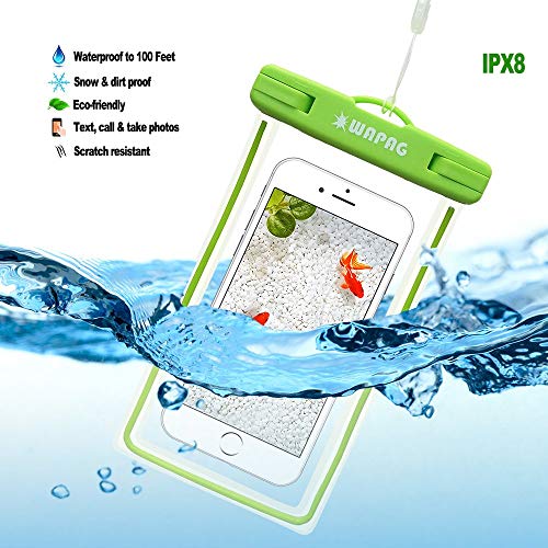 WAPAG Waterproof Phone Pouch, Waterproof Phone Bag Compatible with iPhone 7 6s 6 5 5s Galaxy s9 Huawei, Dirt Snow Dust Proof Cell Phone Case for Beach Swimming Kayaking Boating Skiing (Green1)