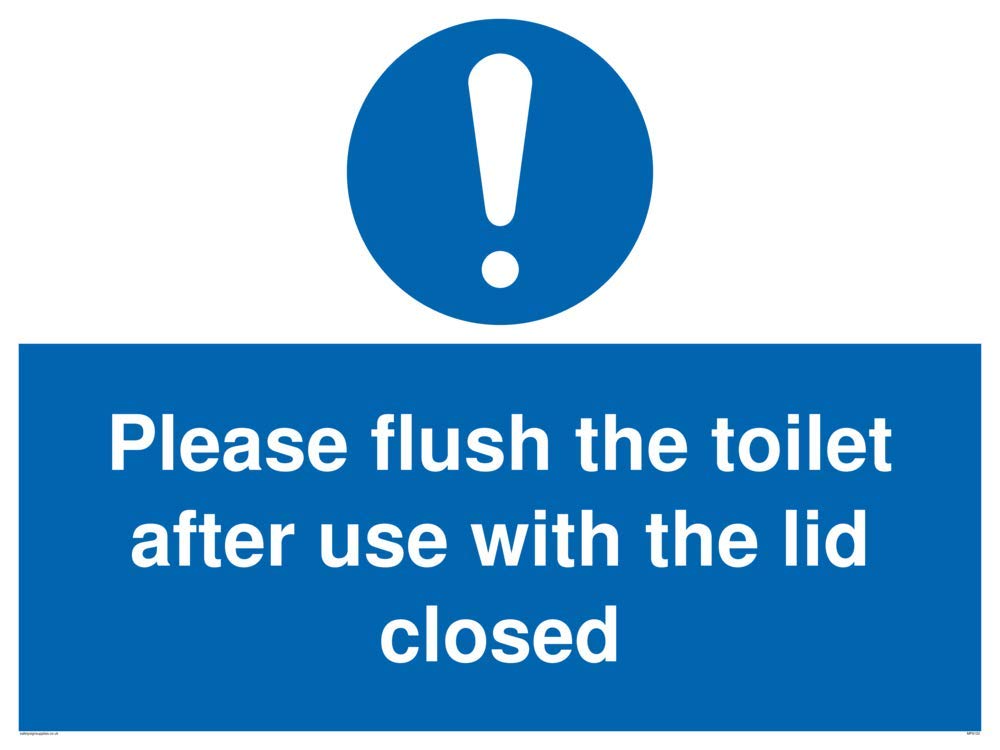 Please flush the toilet after use with the lid closed