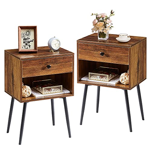 VECELO Nightstand Set of 2 Easy Assembly, 2Tier Modern Night Stand