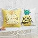 Anickal Summer Decorations Set of 4 Decorative Throw Pillow Covers 18x18 Hello Summer Beach Pineapple Sunshine Starfish Cotton Linen Pillow Cases for Summer Home Decor