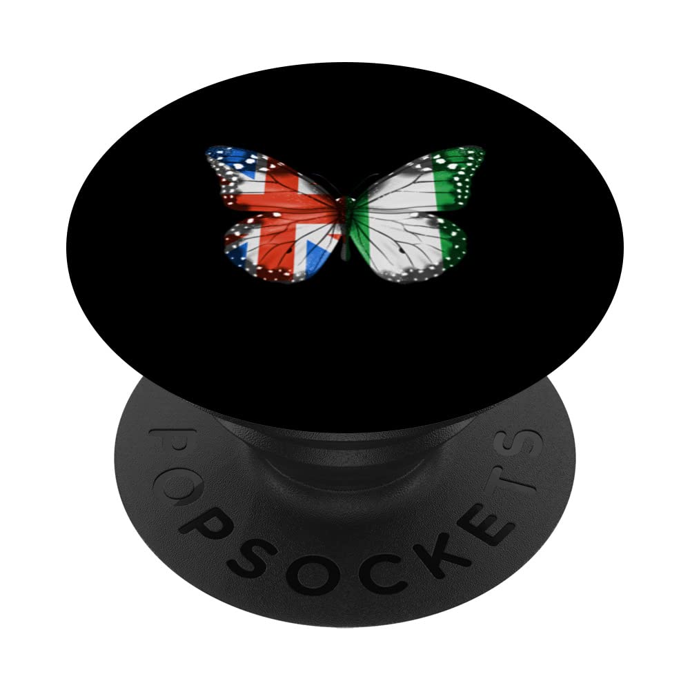 British Nigerian Flag Butterfly PopSockets Swappable PopGrip
