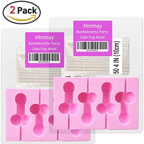 Hinmay Peter Shaped Cake Pop Mold with 50 Sticks - Set of 2 - Silicone Lollipop Mold Tray Great for Chocolate Hard Candy, Lollipop and Party Cupcake