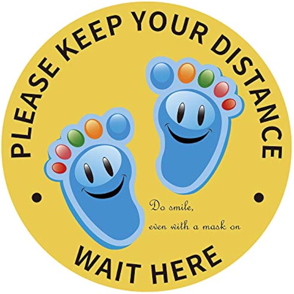 Pack Of 10. Round Social Distance Floor Decal Marker Signs