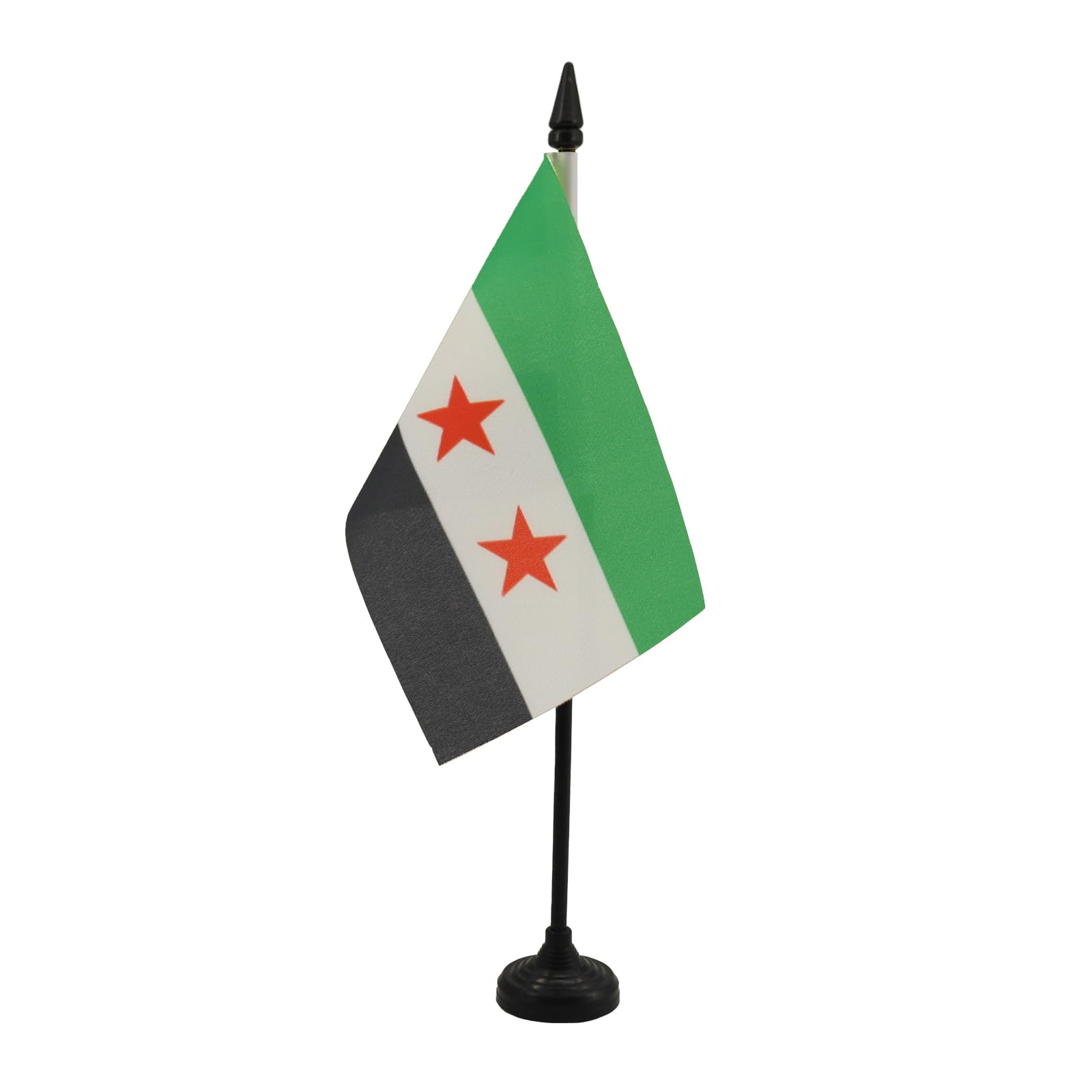 AZ FLAG - Free Syrian Army Table Flag 4'' x 6'' - Army of Syria Office Mini Banner 100% Polyester 15 x 10 cm - Mini Desk Flag with 10'' Pole and Black Plastic Base