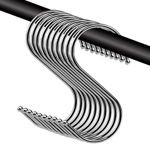 Lupan Round S Shaped Hanging Hooks 3.5" Hangers for Kitchen, Bathroom, Bedroom and Office, Stainless Steel Metal Finished (20 Packs)