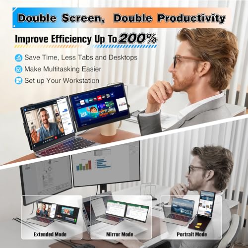 Miesebe Laptop Screen Extender 14", Ultra Thin 0.27'' FHD 1080P Portable Monitor for Laptop 13-17.3", Plug n Play Extra Monitor Extender, Eye Care Second Screen for MacBook/Windows/Android/Switch/PS5