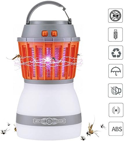 Bug Zapper, Mosquito Killer, Camping Lantern, 【2018 UPGRADED】2 IN 1 Electronic Insect Fly Killer via USB Charging, IP67 Rainproof for Outdoor Indoor Home Travel Use
