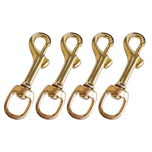MonkeyJack 4 Pieces Scuba Diving Brass Single Ended Eye Swivel Bolt Snap Hook Buckle Dog Clip Gear Equipment