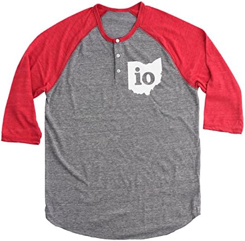 Io Ohio Couples Outfit Button Henley X-Large Gray/Red