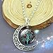 Jiayiqi Womens Charm Festoon Cluster Rainbow Tree Crescent Moon Cabochon Pendant Statement Necklace