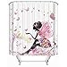 GWELL Trendy Pink Flower Fairy Girl with Butterfly Shower Curtain Polyester Fabric Waterproof/Mildew Resistant Bathroom Curtain with 12 Hooks (70.86X78.74-Inch, #17)
