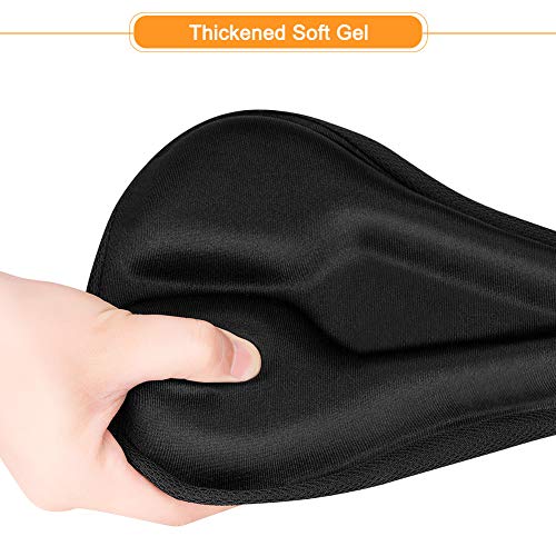 Linkax Gel Bike Seat Cover Extra Soft Bike Saddle Cushion Fits Spin Bike Road Bike Cruiser Stationary Bikes with 2 Water&Dust Resistant Cover (Black 11" x 7") - Thumbnail 3