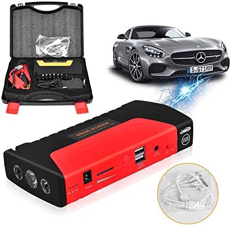 Adoudou Jump Starter Portable Car 800A Peak 16800mAh Emergency Battery Booster Pack with Three-head USB Charging Outputs Car Charger Car Jump Leads