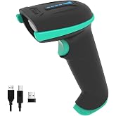 Tera Barcode Scanner with Battery Indicator: 1D Wireless, 5100 Blue | USB Wired 2.4G Wireless Reader, 2200mAh Battery, 1D Laser Scanning, IP54 Protection, Retail Checkout Warehouse Library School