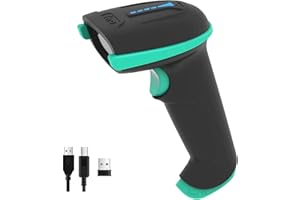 Tera Barcode Scanner Wireless Versatile 2-in-1 (2.4Ghz Wireless+USB 2.0 Wired) with Battery Level Indicator 328 Feet Transmission Distance Rechargeable 1D Laser Bar Code Reader USB Handheld (Blue)