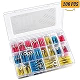Camtek 200 PCS Heat Shrink Wire Connectors, Electrical Terminals Kit Waterproof Butt Connectors Electrical Insulated Crimp Marine Automotive Terminals Wire Connectors Kits