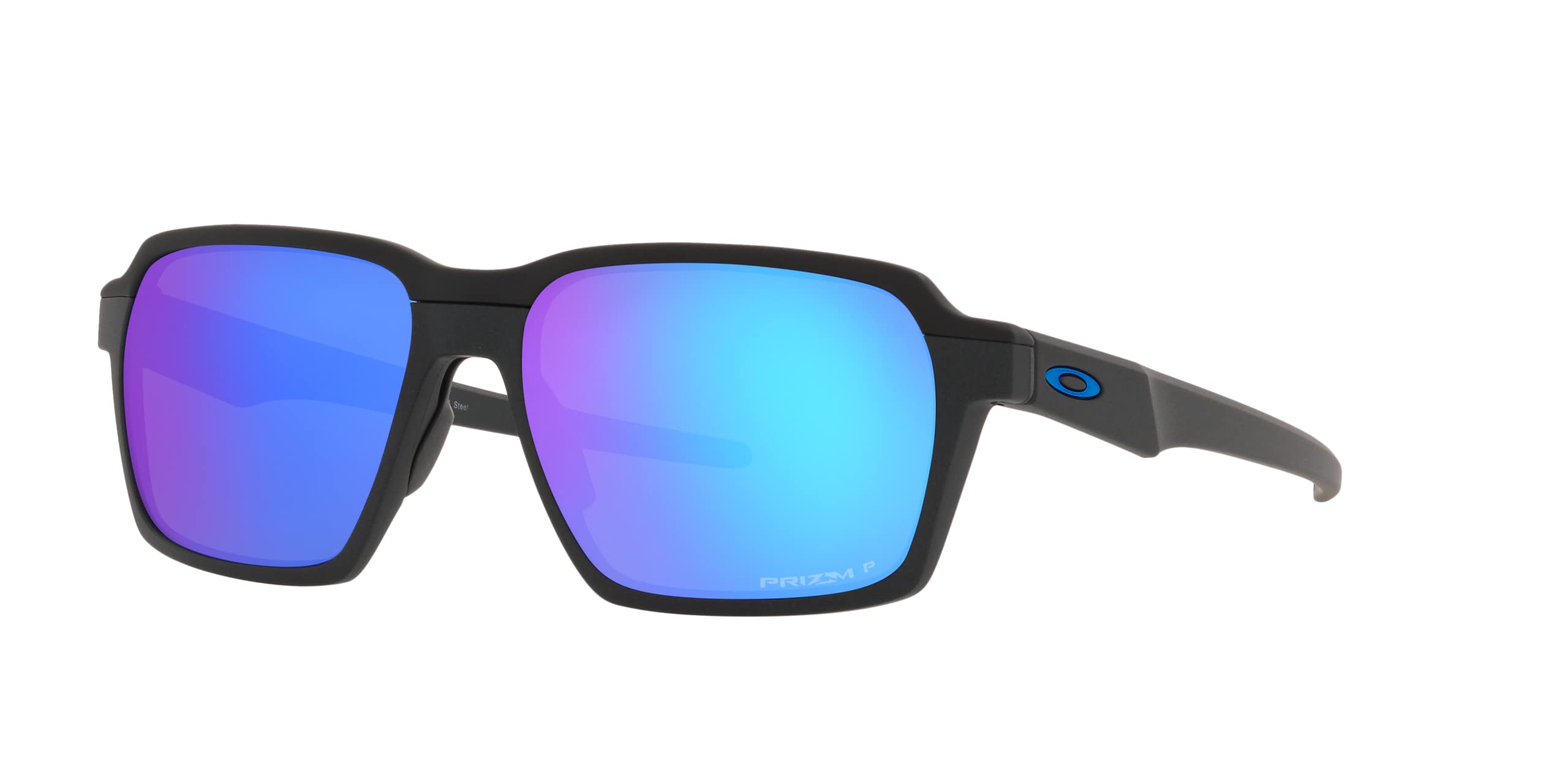 Photo 1 of Oakley Mens OO4143 Parlay Rectangular Sunglasses, Steel/Prizm Sapphire Polarized, 58 mm