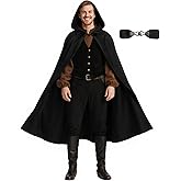 JPXH Medieval Hooded Cloak Renaissance Cape for Men and Women Halloween Costume