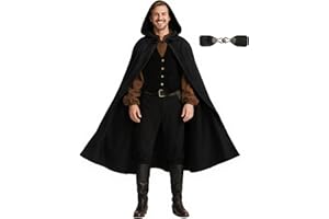JPXH Medieval Hooded Cloak Renaissance Cape for Men and Women Halloween Costume