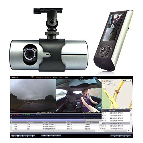 Dual Lens Car DVR, 2.7" TFT Full HD 1080P Front and Rear Car Camera Dashcam, Build in 2 CMOS Sensors GPS module Memory Card Motion Detection, G-Sensor Night Vision Motion Detection(With GPS) - Thumbnail 6