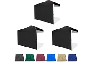 JANCANOPY SideWall for 10x10 Canopy Frame, 3 Pack Black SunWall Only, (with Zippers)