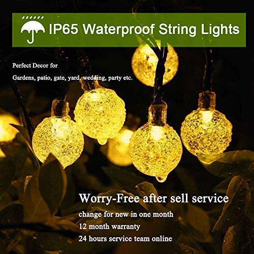 UPOOM Solar String Lights Garden, 24FT 50LED Outdoor Solar String Lights Garden Crystal Ball Decorative Lights Waterproof Indoor Outdoor Fairy Lights for Garden, Patio, Yard, Christmas