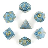 Polyhedral 7-Die Dice Set Blue Jade DND Dice for Dungeons and Dragons DND RPG MTG Table Games Dice