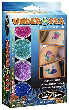 Unter dem Meer Glitter Tattoo Set - Temporäre Tattoos & Körperkunst