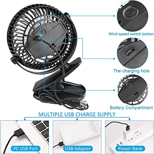 TCJJ Clip on Fan,Stroller Fan Personal Desktop Portable USB