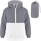 MODAFANS Girls Boys Rain Jacket Lightweight Waterproof Packable Hooded Half zip RainCoats Windbreaker for Outdoor 4-13Year