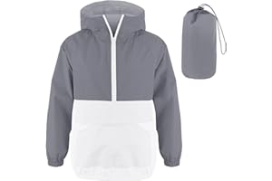 MODAFANS Girls Boys Rain Jacket Lightweight Waterproof Packable Hooded Half zip RainCoats Windbreaker for Outdoor 4-13Year