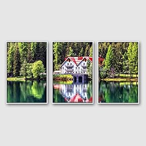 Framed Canvas Wall Art for Living Room, Bedroom Beautiful Nature Norway Landscape Canvas Prints for Modern Home Decoration Ready to Hang - 16"x24"x3 Panels