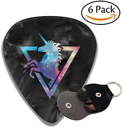 Galaxy Unicorn 6 Pack Colorful Celluloid Guitar Pick Holder Case