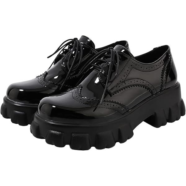 Amazon.com | Women's Leather British Style Chunky Creeper