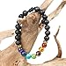 Adjustable 7 Chakra Healing Diffuser Bracelet with Real Stones and Volcanic Lava, Mala Meditation Bracelet - Men's and Women's Religious Jewelry - Wrap, Stretch, Charm Bracelets