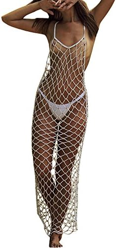 Godzgift Women's Hollow Fishnet Beach Dresses Bikini Cover Up Net
