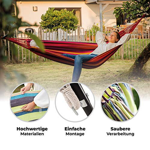 WOMA Hängematte mit Gestell für 2 Personen in 5 Farben - 160 x 241 cm Liegefläche - Hängematte Indoor & Outdoor aus… – Bild 4