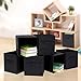 SONGMICS Storage Bins Cubes Baskets Containers with Dual Non-woven Handles for Home Closet Bedroom Drawers Organizers, Flodable, Black, Set of 6 UROB26H