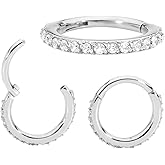 365 Sleepers 316L Surgical Steel Hypoallergenic 16G Gem Septum Jewelry Hinged Segment Ring Body Piercing Hoop Lip Rings Helix Cartilage Rook Sleeper Earrings 7mm – 14mm