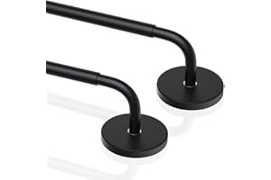 Rodzwin 2 Pack Magnetic Curtain Rod for Door, 18 to 30 Inch Curtain Rod 3/8" Diameter Adjustable Rods for French Doors Window Metal Doors Cafe(Black, 2Pack)