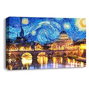 Van Gogh Starry Night Painting Artwork for Home Framed