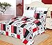 Dor Extreme Super Soft Luxury Red, Black and White Pattern Bed Sheet Set in 9 Prints, King, Red Boxes, 6 Piece