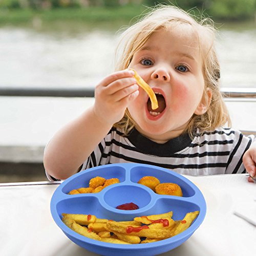 Silicone Toddler Plates, Divided Plates for Kids(4 Pack) 8 inch