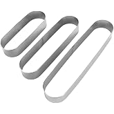 3Pcs Stainless Steel Mini Cookie Cutters Metal Baking Mold Mini Long Oval Mousse Ring Molds for Kitchen Baking Sponge Cakes Dessert Pies