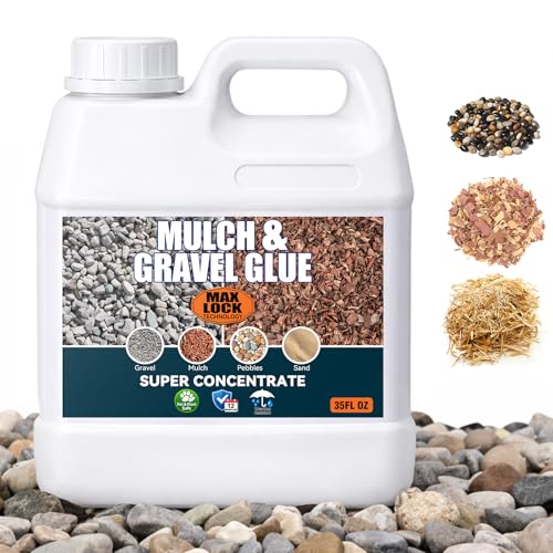 Mulch and Rock Glue for Landscaping, Fast-Drying Gravel Binder & Pea Gravel Stabilizer, Weather-Resistant Stone Adhesive for Garden Walkways, Patios, Flower Beds, Gravel, Pebbles & Mulch, 35 FL Oz