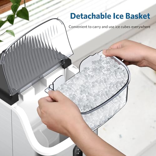 COWSAR Nugget Ice Makers Countertop, Soft Chewable Crushed Ice Maker Machine, Portable Pebble Ice Maker Countertop, 34Lbs/Day, Self-Cleaning, One-Button Operation Ice Machine for Home Kitchen Party