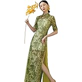 ROYAL SMEELA Chinese Qipao Dress for Women Cheongsam Dress Patterned Mandarin Collar Chinese Dresses Traditional Clothes