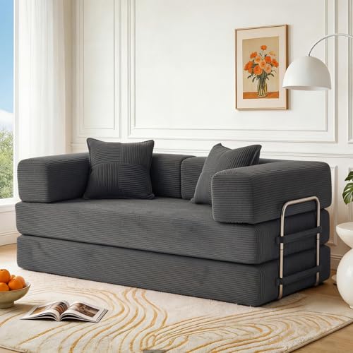 160cm Sofá Cama 2 Plazas con Espuma & Muelles para Salón,Gris