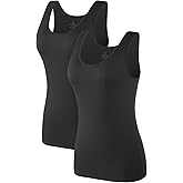 Air Curvey 4 Pack Tank Top for Women Basic Undershirt Tanks Sleeveless Casual Shirts Soft Seamless Layering Tops