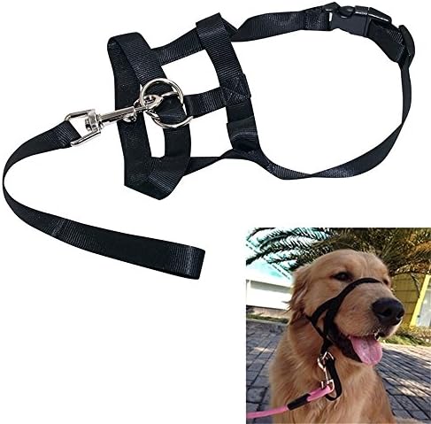 Pet head halter harnesses Pet supplies Dog Adjustable Training (L, Black)